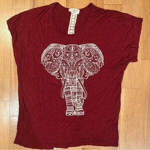 Burgundy Elephant Graphic Women's Tee